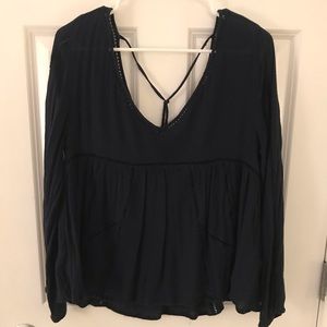 Abercrombie & Fitch Navy Blue babydoll blouse s. M